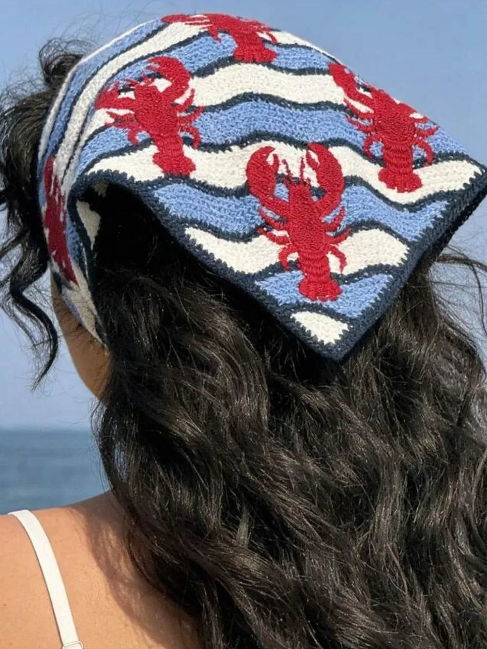 Red Lobster Print Scarf S143 - Picture 1 of 5